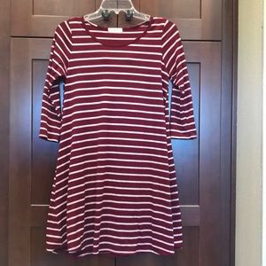 Ladies Ginger G Burgundy Stripe Dress